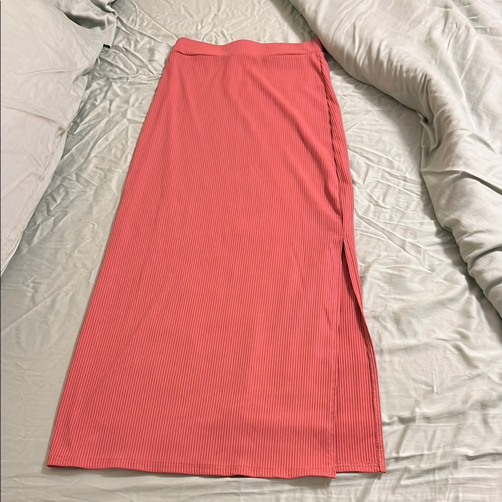 SHEIN Pink Maxi A-Line Skirt with Slit